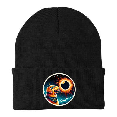 April 2024 Solar Eclipse Dog Wearing Solar Eclipse Glasses Knit Cap Winter Beanie