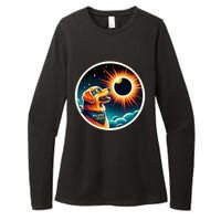 April 2024 Solar Eclipse Dog Wearing Solar Eclipse Glasses Womens CVC Long Sleeve Shirt