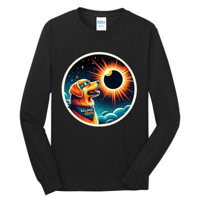 April 2024 Solar Eclipse Dog Wearing Solar Eclipse Glasses Tall Long Sleeve T-Shirt