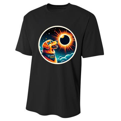 April 2024 Solar Eclipse Dog Wearing Solar Eclipse Glasses Performance Sprint T-Shirt