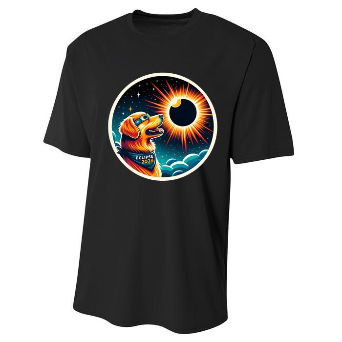 April 2024 Solar Eclipse Dog Wearing Solar Eclipse Glasses Performance Sprint T-Shirt