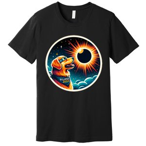 April 2024 Solar Eclipse Dog Wearing Solar Eclipse Glasses Premium T-Shirt