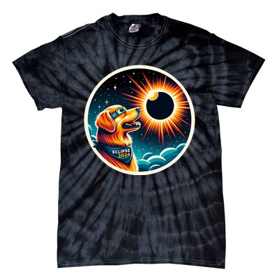 April 2024 Solar Eclipse Dog Wearing Solar Eclipse Glasses Tie-Dye T-Shirt