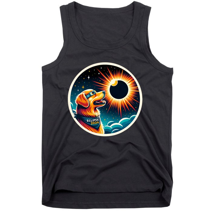 April 2024 Solar Eclipse Dog Wearing Solar Eclipse Glasses Tank Top