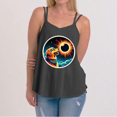 April 2024 Solar Eclipse Dog Wearing Solar Eclipse Glasses Women's Strappy Tank