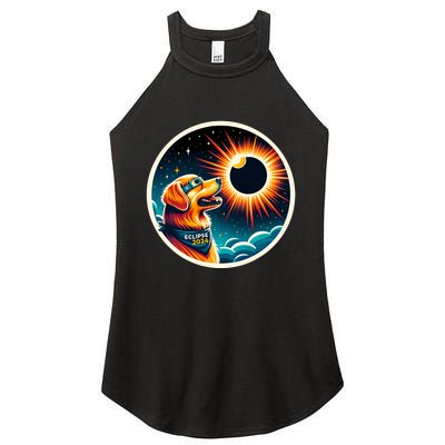 April 2024 Solar Eclipse Dog Wearing Solar Eclipse Glasses Women's Perfect Tri Rocker Tank