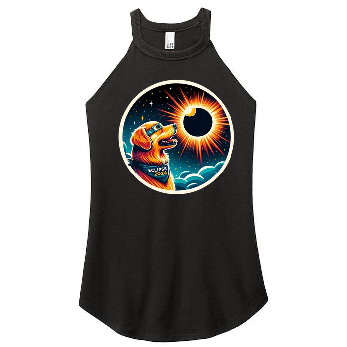 April 2024 Solar Eclipse Dog Wearing Solar Eclipse Glasses Women's Perfect Tri Rocker Tank