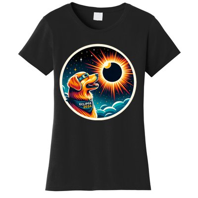 April 2024 Solar Eclipse Dog Wearing Solar Eclipse Glasses Women's T-Shirt