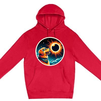 April 2024 Solar Eclipse Dog Wearing Solar Eclipse Glasses Premium Pullover Hoodie