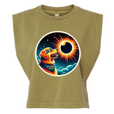 April 2024 Solar Eclipse Dog Wearing Solar Eclipse Glasses Garment-Dyed Women's Muscle Tee