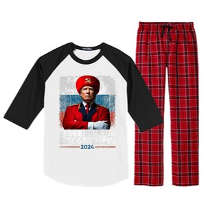 Antitrump 2024 Traitor Trump Make Russia Great Again Raglan Sleeve Pajama Set