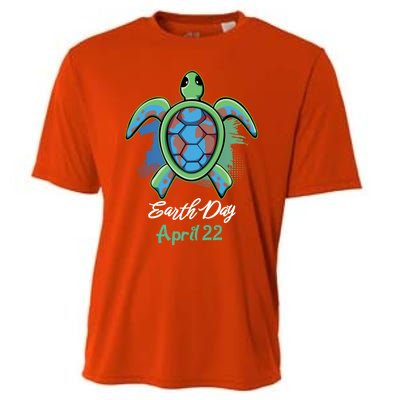 April 22 Water Cute Turtle Sea World Planet Hour Day Earth Cute Gift Cooling Performance Crew T-Shirt