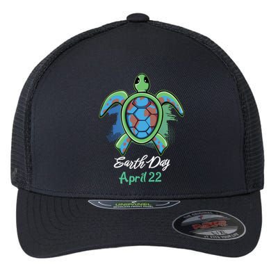 April 22 Water Cute Turtle Sea World Planet Hour Day Earth Cute Gift Flexfit Unipanel Trucker Cap