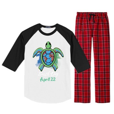 April 22 Water Cute Turtle Sea World Planet Hour Day Earth Cute Gift Raglan Sleeve Pajama Set