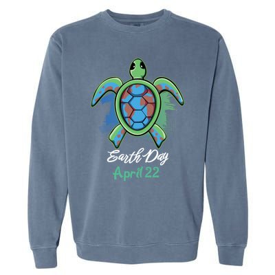 April 22 Water Cute Turtle Sea World Planet Hour Day Earth Cute Gift Garment-Dyed Sweatshirt