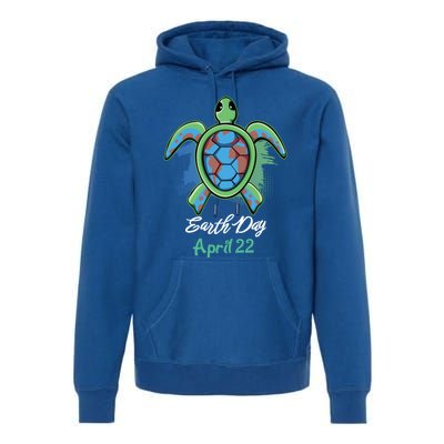 April 22 Water Cute Turtle Sea World Planet Hour Day Earth Cute Gift Premium Hoodie