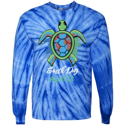 April 22 Water Cute Turtle Sea World Planet Hour Day Earth Cute Gift Tie-Dye Long Sleeve Shirt