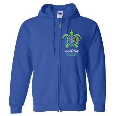 April 22 Water Cute Turtle Sea World Planet Hour Day Earth Cute Gift Full Zip Hoodie