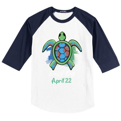 April 22 Water Cute Turtle Sea World Planet Hour Day Earth Cute Gift Baseball Sleeve Shirt