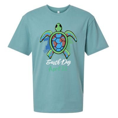 April 22 Water Cute Turtle Sea World Planet Hour Day Earth Cute Gift Sueded Cloud Jersey T-Shirt