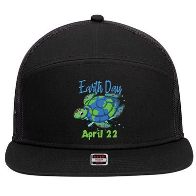 April 22 Water Turtle Sea World Planet Hour Day Earth Gift 7 Panel Mesh Trucker Snapback Hat