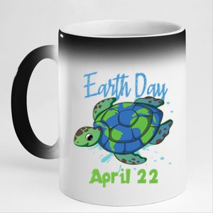 April 22 Water Turtle Sea World Planet Hour Day Earth Gift 11oz Black Color Changing Mug