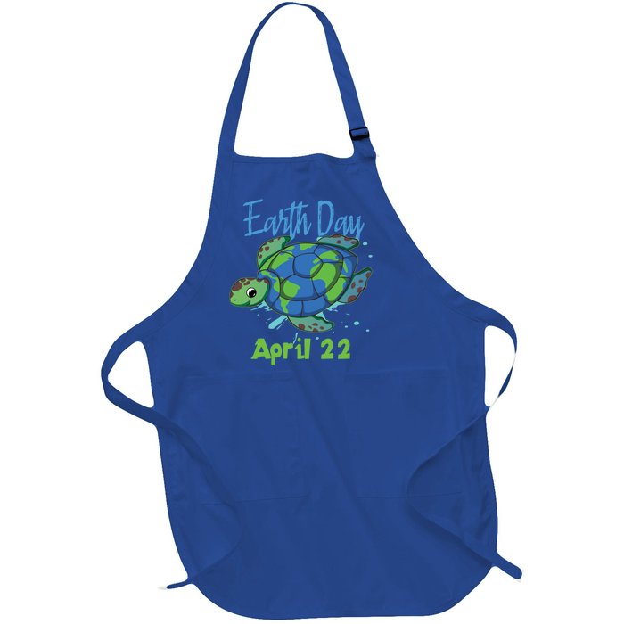 April 22 Water Turtle Sea World Planet Hour Day Earth Gift Full-Length Apron With Pockets