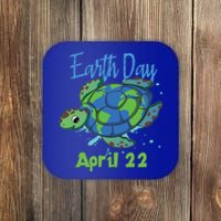 April 22 Water Turtle Sea World Planet Hour Day Earth Gift Coaster