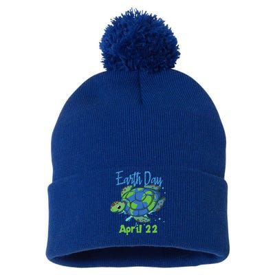 April 22 Water Turtle Sea World Planet Hour Day Earth Gift Pom Pom 12in Knit Beanie