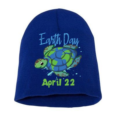 April 22 Water Turtle Sea World Planet Hour Day Earth Gift Short Acrylic Beanie