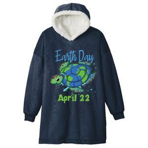 April 22 Water Turtle Sea World Planet Hour Day Earth Gift Hooded Wearable Blanket