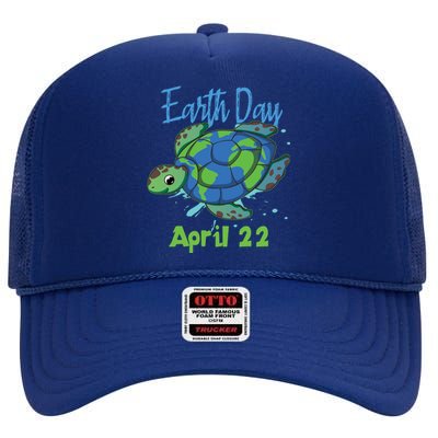 April 22 Water Turtle Sea World Planet Hour Day Earth Gift High Crown Mesh Back Trucker Hat