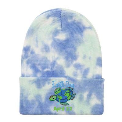 April 22 Water Turtle Sea World Planet Hour Day Earth Gift Tie Dye 12in Knit Beanie