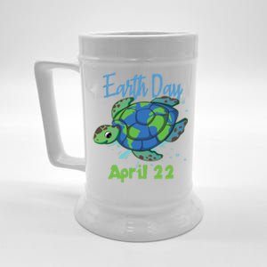 April 22 Water Turtle Sea World Planet Hour Day Earth Gift Beer Stein