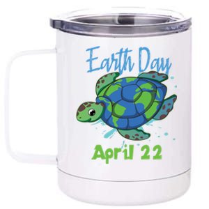 April 22 Water Turtle Sea World Planet Hour Day Earth Gift 12 oz Stainless Steel Tumbler Cup