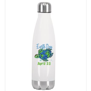 April 22 Water Turtle Sea World Planet Hour Day Earth Gift Stainless Steel Insulated Water Bottle