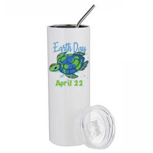 April 22 Water Turtle Sea World Planet Hour Day Earth Gift Stainless Steel Tumbler