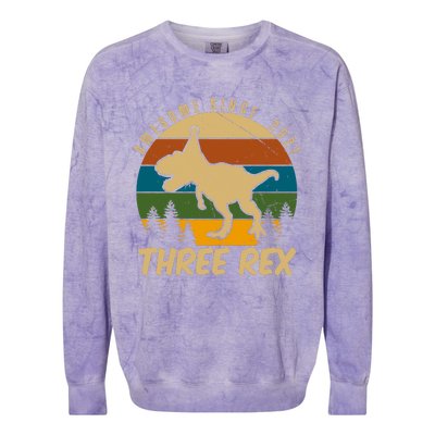 Awesome 3rd Birthday Dinosaur Gift Colorblast Crewneck Sweatshirt