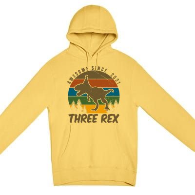 Awesome 3rd Birthday Dinosaur Gift Premium Pullover Hoodie