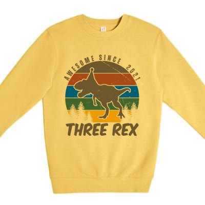 Awesome 3rd Birthday Dinosaur Gift Premium Crewneck Sweatshirt