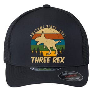 Awesome 3rd Birthday Dinosaur Gift Flexfit Unipanel Trucker Cap