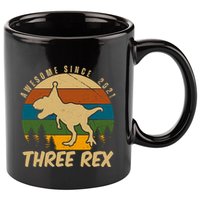 Awesome 3rd Birthday Dinosaur Gift 11oz C Handle Ceramic Mug