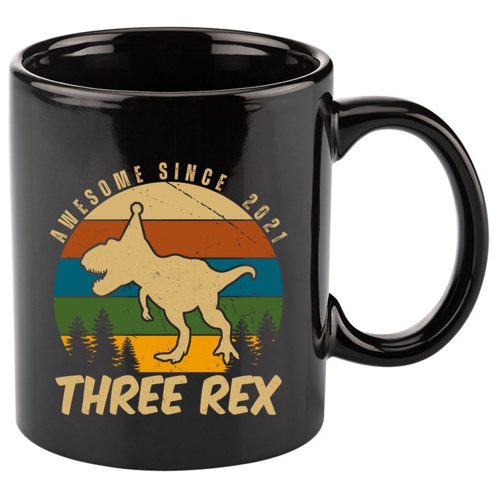 Awesome 3rd Birthday Dinosaur Gift 11oz C Handle Ceramic Mug