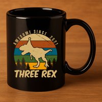 Awesome 3rd Birthday Dinosaur Gift 11oz C Handle Ceramic Mug