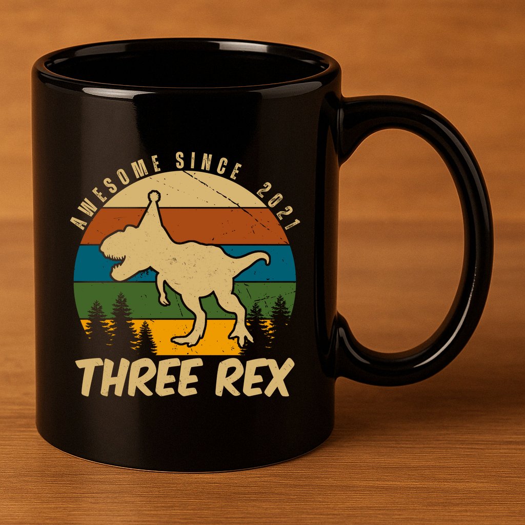 Awesome 3rd Birthday Dinosaur Gift 11oz C Handle Ceramic Mug