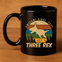 Awesome 3rd Birthday Dinosaur Gift 11oz C Handle Ceramic Mug