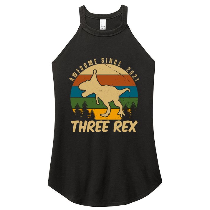 Awesome 3rd Birthday Dinosaur Gift Women's Perfect Tri Rocker Tank