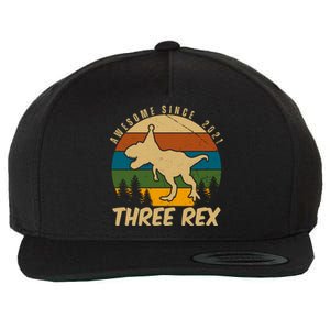 Awesome 3rd Birthday Dinosaur Gift Wool Snapback Cap