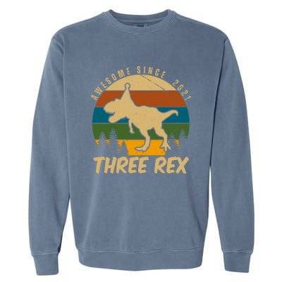 Awesome 3rd Birthday Dinosaur Gift Garment-Dyed Sweatshirt