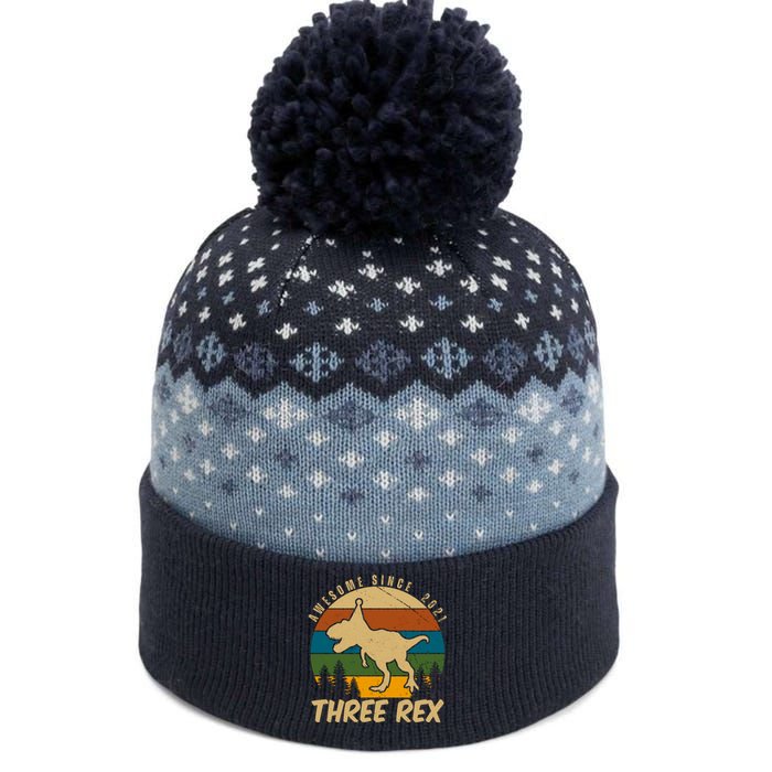 Awesome 3rd Birthday Dinosaur Gift The Baniff Cuffed Pom Beanie